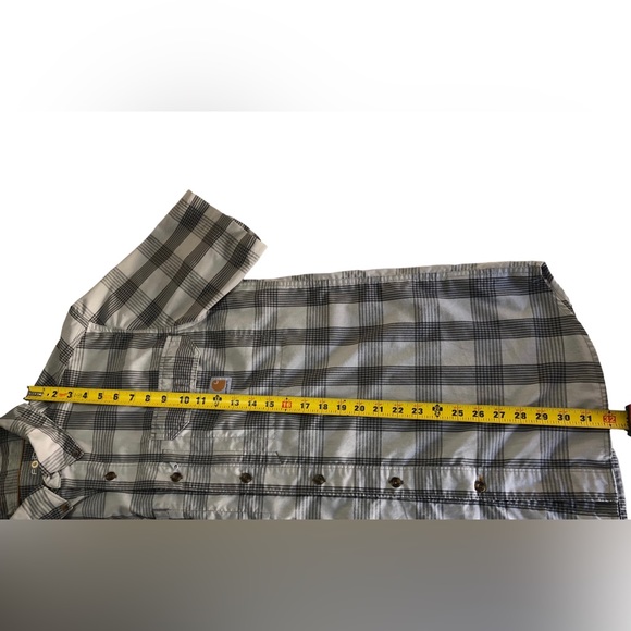 NWOT Carhartt Men's Force Ridgefield Plaid Short Sleeve Shirt Size M Gray Plaid - Picture 10 of 10